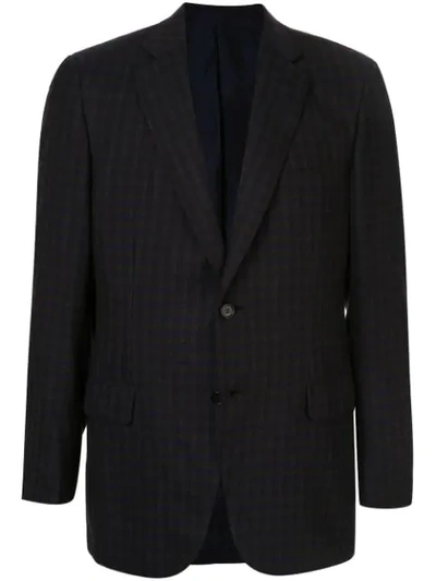 Brioni Checked Single-breasted Blazer In Blue