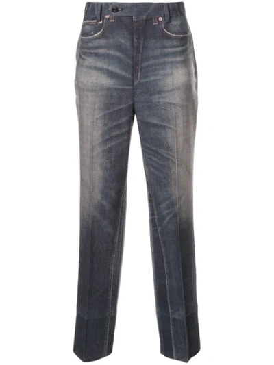 Junya Watanabe Denim-print Straight Leg Trousers In Blue