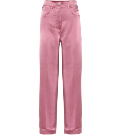 Nanushka Marfa Satin Straight-leg Pants In Pink