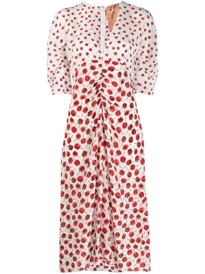 N°21 Candy Apple Ruched Midi Dress In White