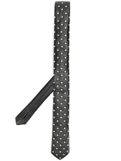 Saint Laurent Crystal Embellished Neck Tie In 1077 Black