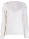 Allude Teardrop Detail Knitted Top In White
