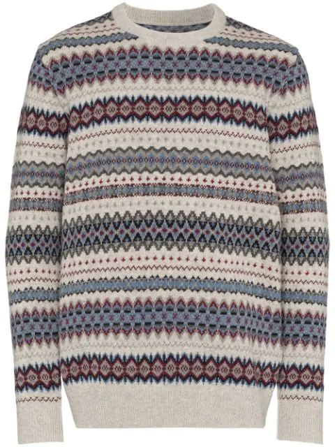 barbour case fairisle crew neck jumper