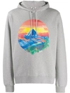 Kenzo Hand Painted Landscape Graphic Hoodie In Pearl Grey