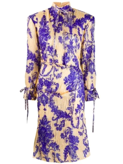 Acne Studios Deera Floral-print Silk-blend Dress In Floral-print Midi Dress
