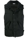 Stone Island Zipped Padded Gilet In Black