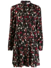 Red Valentino Arrows Print Pleated Dress In Black