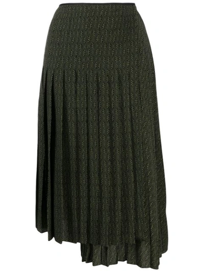 Fendi Asymmetric Pleated Skirt In Green
