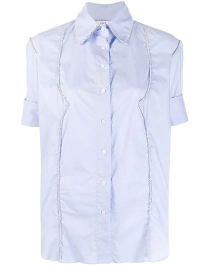 Area Diamante Chain Shirt In Powder Blue