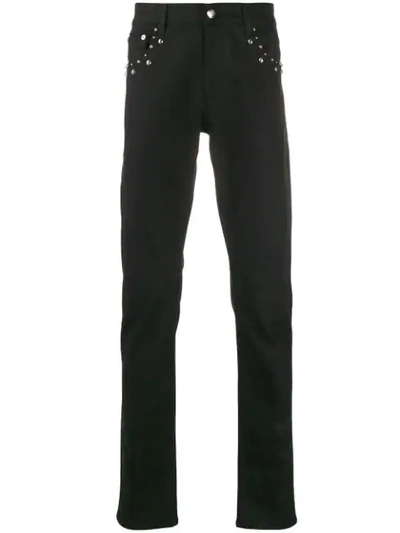 Alexander Mcqueen Men's Denim Jeans With Studded Pockets In 1000 Black