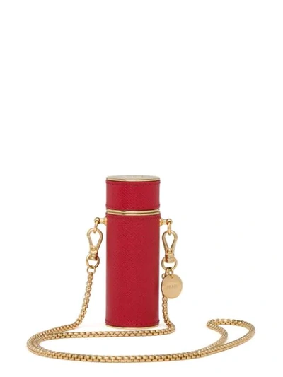 Prada Logo Plaque Lipstick Case In Red