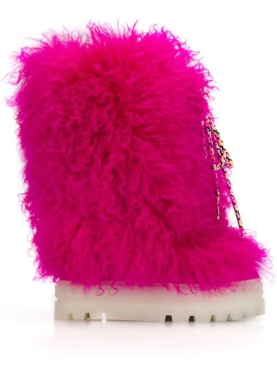 Casadei 110mm Suede & Fur Ankle Boots In Pink