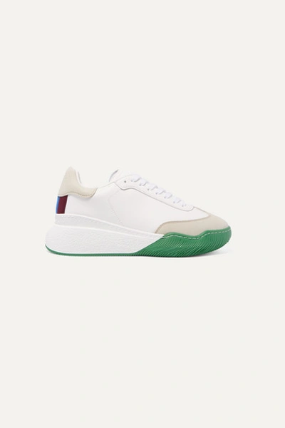 Stella Mccartney Loop Logo-embossed Faux Leather And Suede Sneakers In White