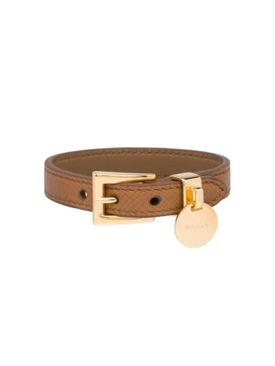 Prada Saffiano Leather Bracelet In Brown