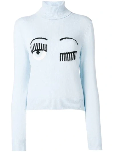 Chiara Ferragni Blinking Eye Jumper In Azzurro