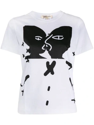 Comme Des Garçons Kiss Print T-shirt In White