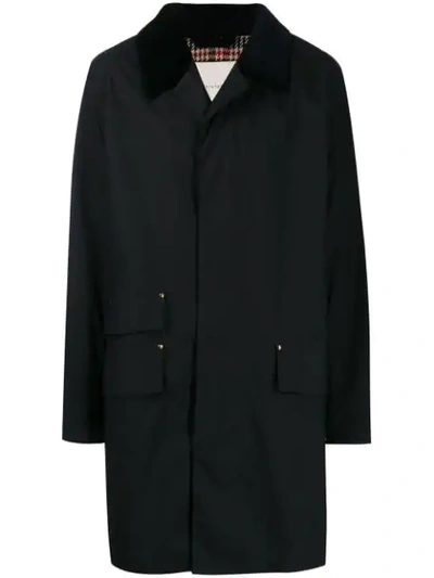 Mackintosh Corduroy Collar Trench Coat In Blue