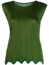 Issey Miyake Sleeveless Pleated Vest In Green