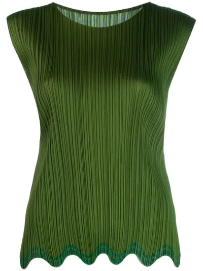 Issey Miyake Sleeveless Pleated Vest In Green