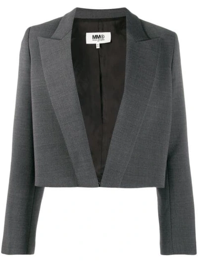 Mm6 Maison Margiela Cropped Tailored Blazer In Grey