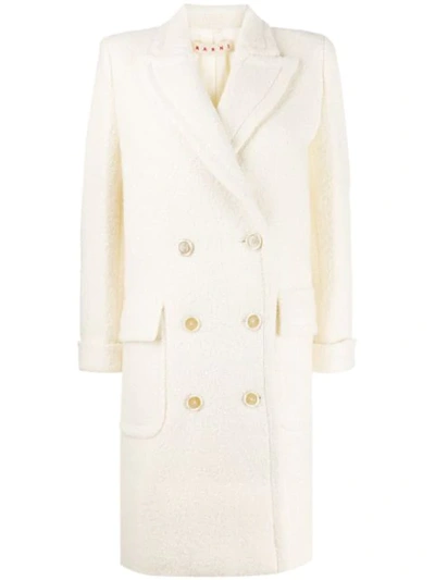 Marni Textured Double-breasted Coat In White