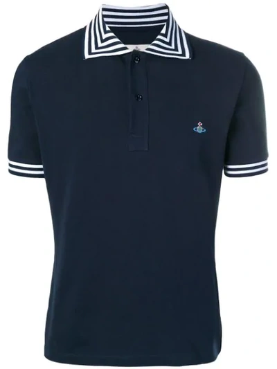 Vivienne Westwood Striped Trim Polo Shirt In Blue