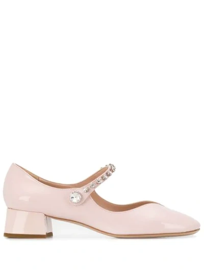 Miu Miu Embellished Strap Pumps In Pink