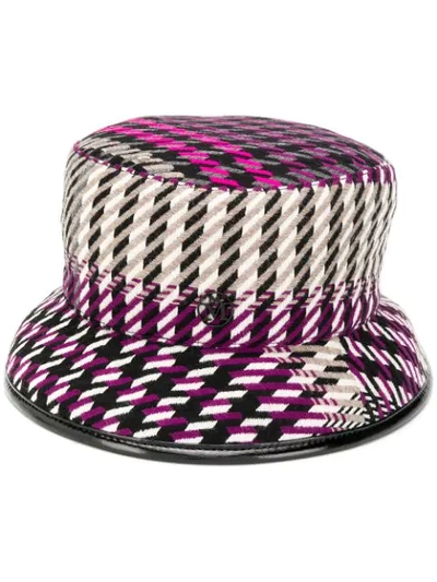Maison Michel Check Print Hat In Pink