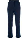 White Sand Two Tone Cropped Trousers In Blue