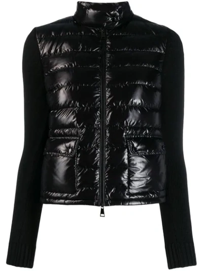 Moncler Panelled Padded Jacket In 999 Black