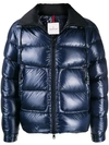 Moncler Logo Patch Padded Jacket In Blue