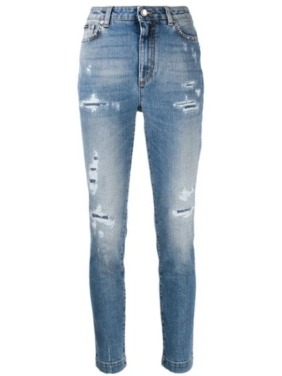 Dolce & Gabbana Cropped-jeans Im Distressed-look In Blue