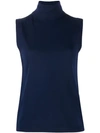 Allude Roll Neck Tank Top In 17 Blue