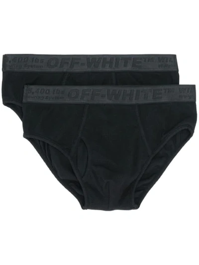 Off-white Ribbed Boxer Briefs Two-pack In Black