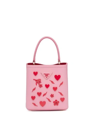 Prada Small Panier Bag In F0my4 Petal Pink+fiery Red