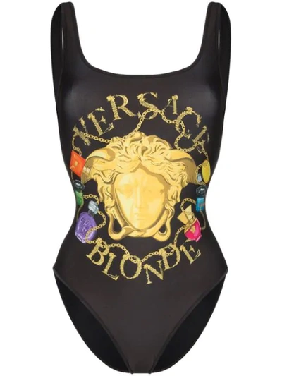 Versace Graphic Print Swimsuit In Black