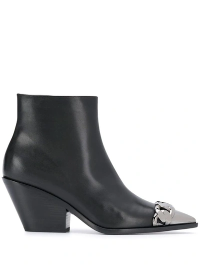 Casadei Agyness Leather Ankle Boot In Black Color