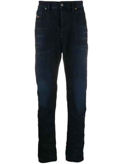 Diesel D-vider Stretch Jeans With Low Crotch And Velvet Treatment In Blue