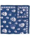 Alexander Mcqueen Seidenschal Mit Totenkopf-print In Blue