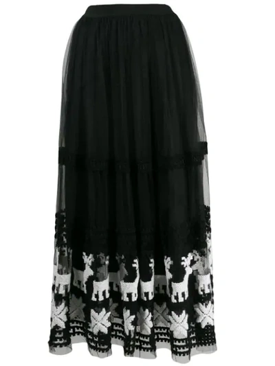 Pinko Tulle Maxi Skirt In Black
