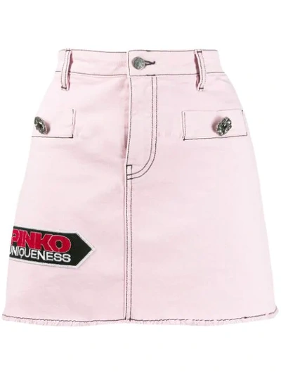 Pinko Denim Mini Skirt In Pink