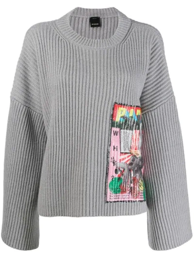 Pinko Sequin Embroidered Jumper In Grey