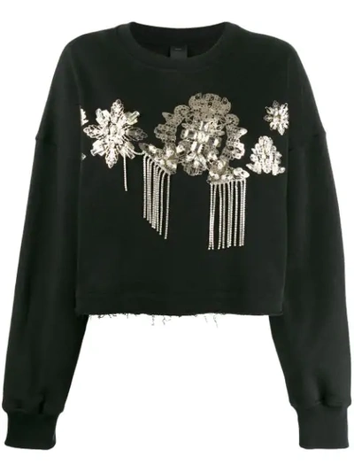 Pinko Embellished Sweatshirt In Black