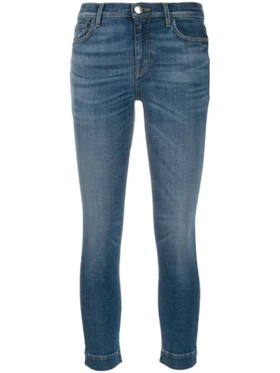 Pinko Faded Skinny Cropped Jeans In Blue