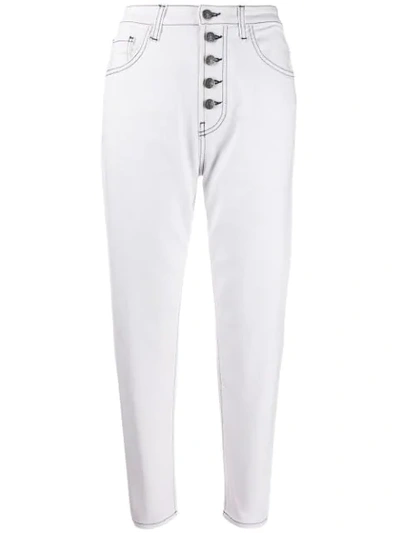 Pinko Cropped High Waisted Jeans In White