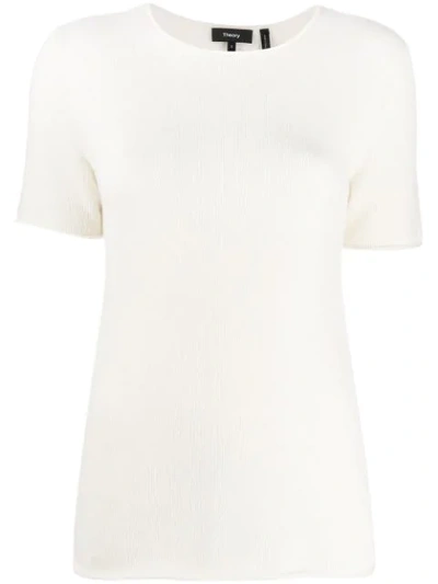 Theory Knitted Cashmere T-shirt In White
