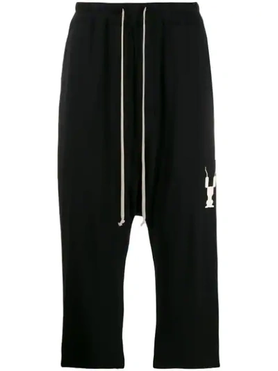 Rick Owens Drkshdw Drop-crotch Cropped Trousers In Black