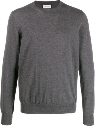 Moncler Crew Neck Knitted Jumper In Grey