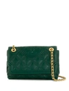 Tory Burch Quilted Logo Cross Body Bag In Green