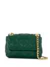 Tory Burch Quilted Logo Shoulder Bag In Green